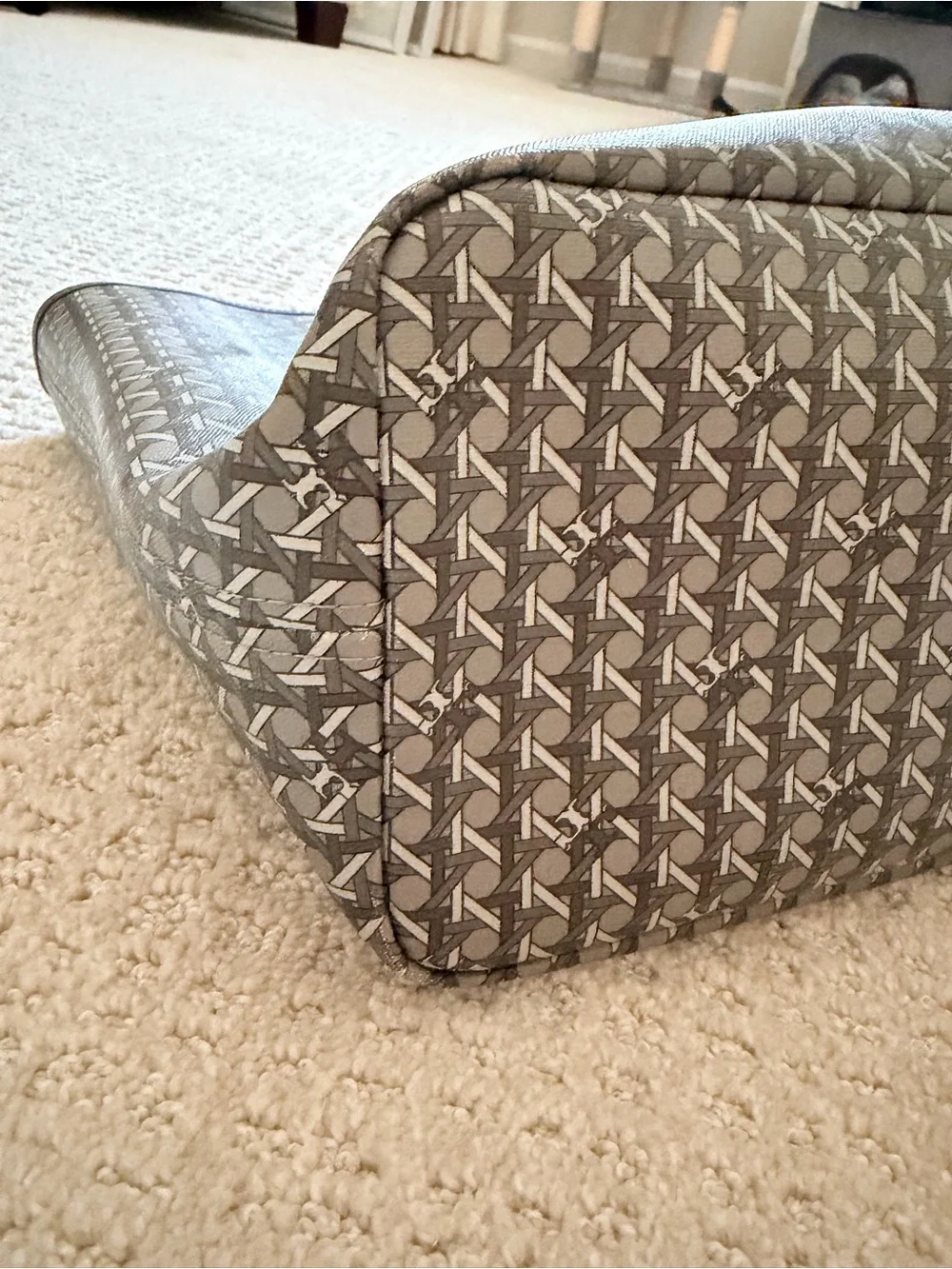 Tory Burch Gray Ever Ready Zip Tote with Matching Zip Pouch